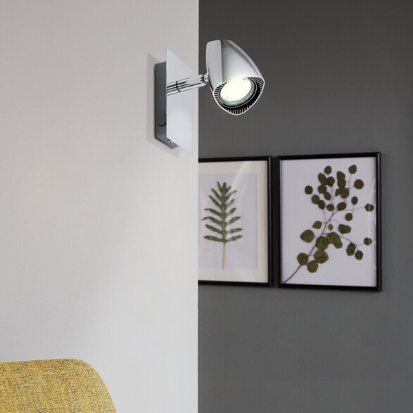 Spot de pared c/interruptor níquel cromo CORBERA EG2230