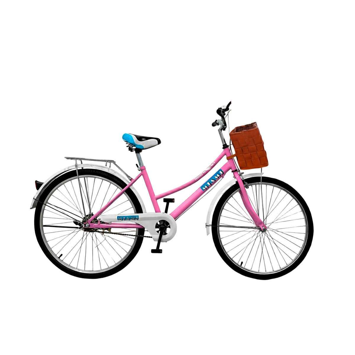 Bicicleta Paseo Expert Miami Dama Rodado 26 + Bolso + Parrilla - Rosado 