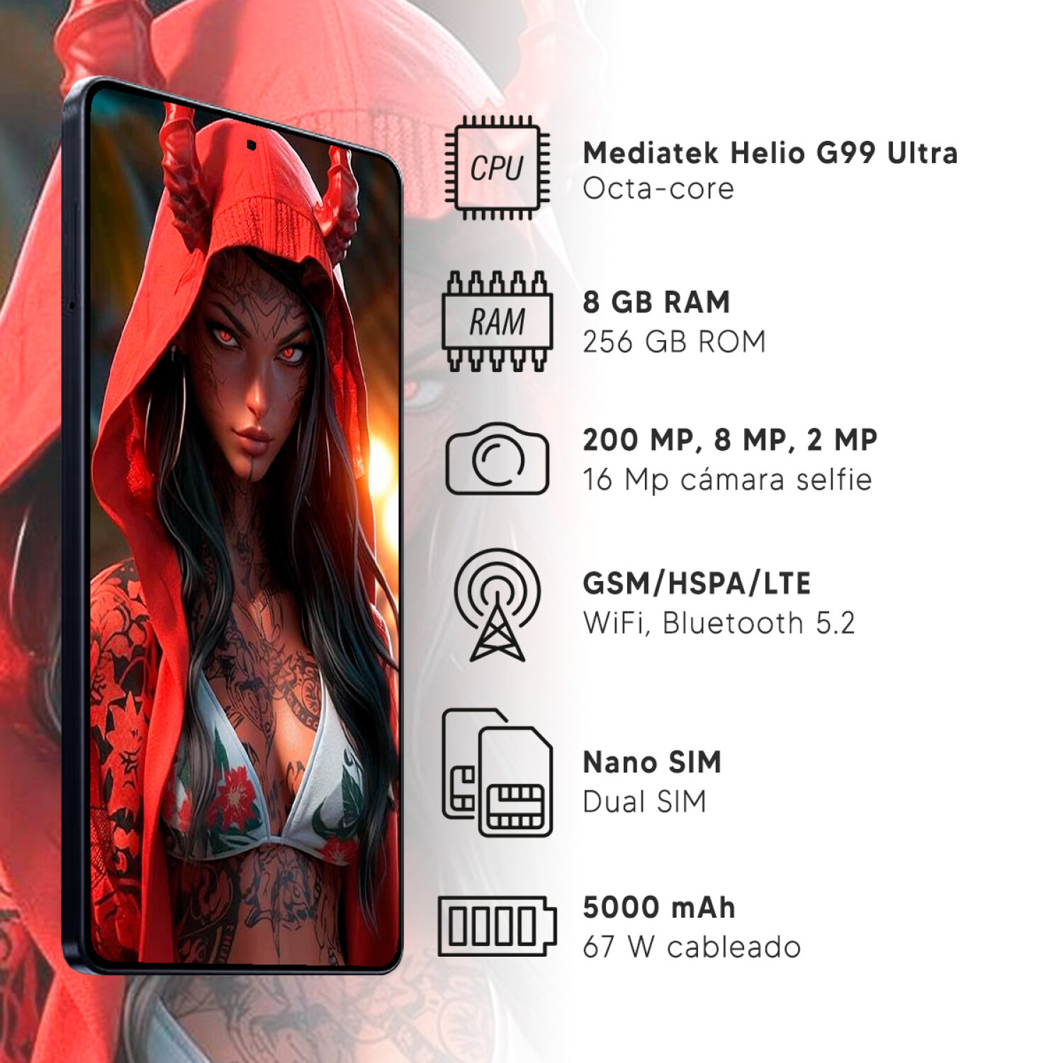 Xiaomi Redmi Note 13 Pro 8 256 Gb 4g NEGRO Dimm