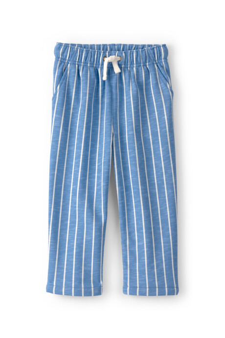 Pantalón de algodón, diseño a rayas azules y blancas Pantalón de algodón, diseño a rayas azules y blancas