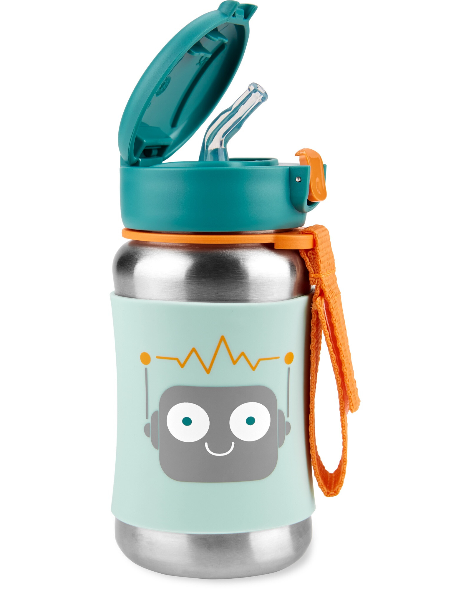 Botella acero inoxidable con sorbito, diseño robot Botella acero inoxidable con sorbito, diseño robot