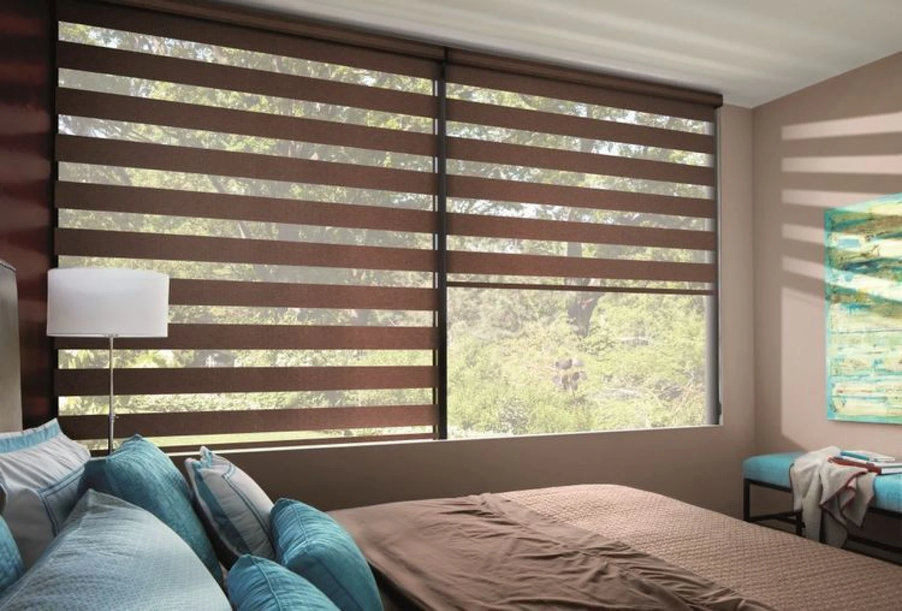 Cortina Roller Zebra Marrón Oscuro Ancho 1.8 x Alto 2M 