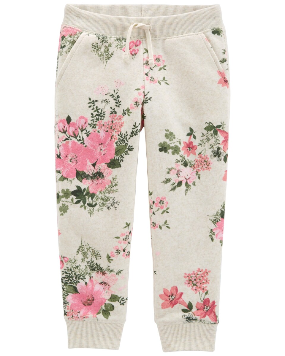 Pantalón de algodón con felpa diseño flores 