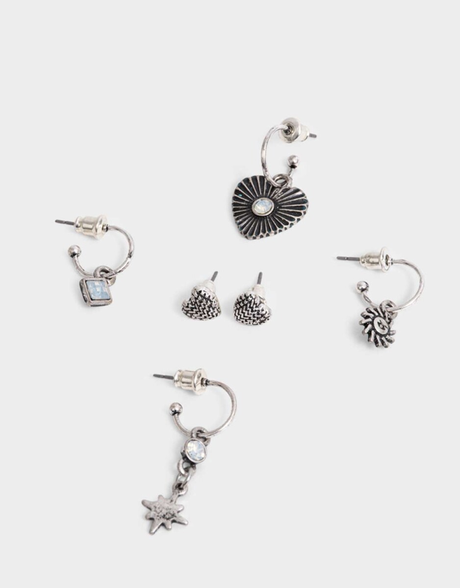 Set De Aros Antique Silver - Plateado Antique Silver 