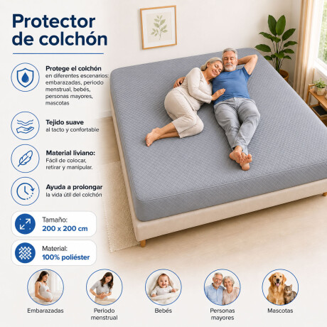 Protector Cubre Colchón Pillow Impermeable 200x200cm Gris