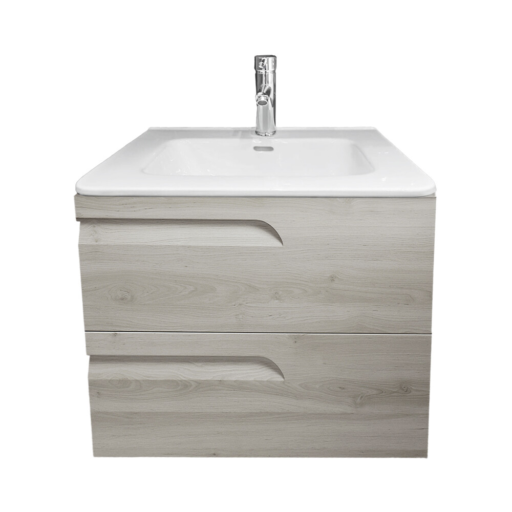 MUEBLE DE BAÑO SUSPENDIDO MODELO VITALE 60 CM BLANCO NATURE CON MESADA Mueble De Baño Suspendido Modelo Vitale 60 Cm Blanco Nature Con Mesada