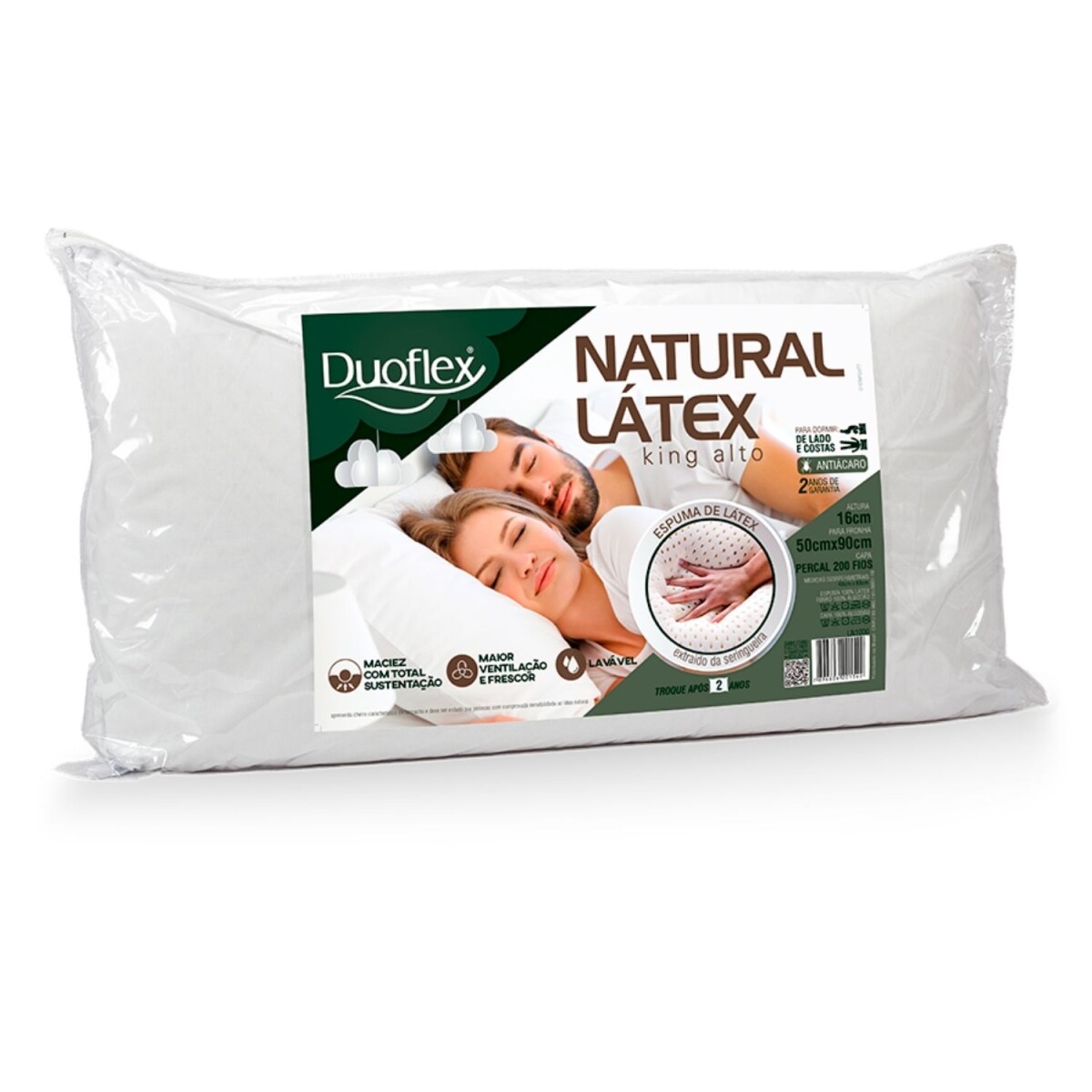 Almohada Natural Latex King Alto 
