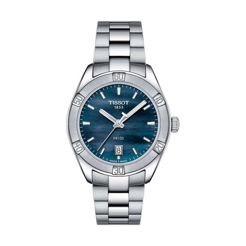 Reloj Tissot PR 100 Sport Chic T1019101112100 acero esfera negra unisex Plateado