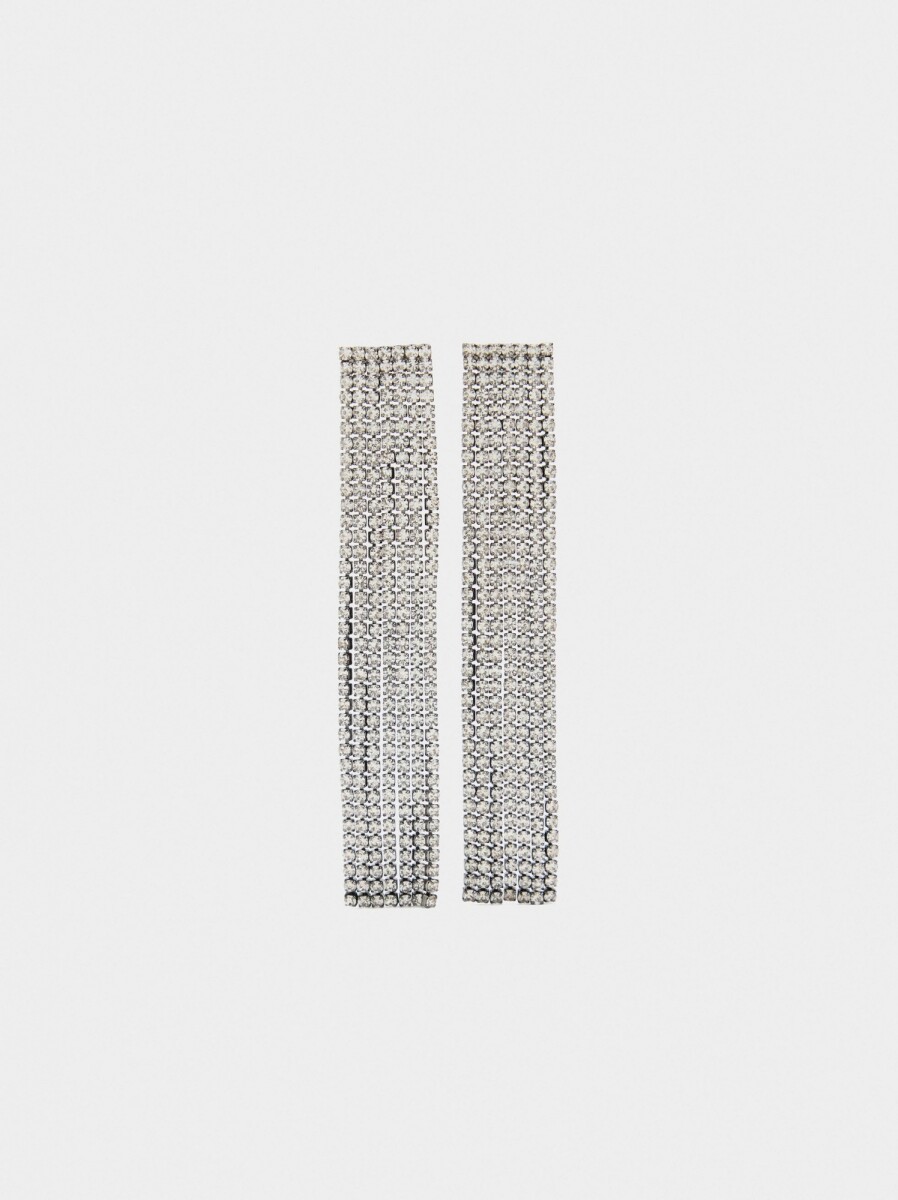 Pendientes Largos De Cadenas Con Cristales - plateado 