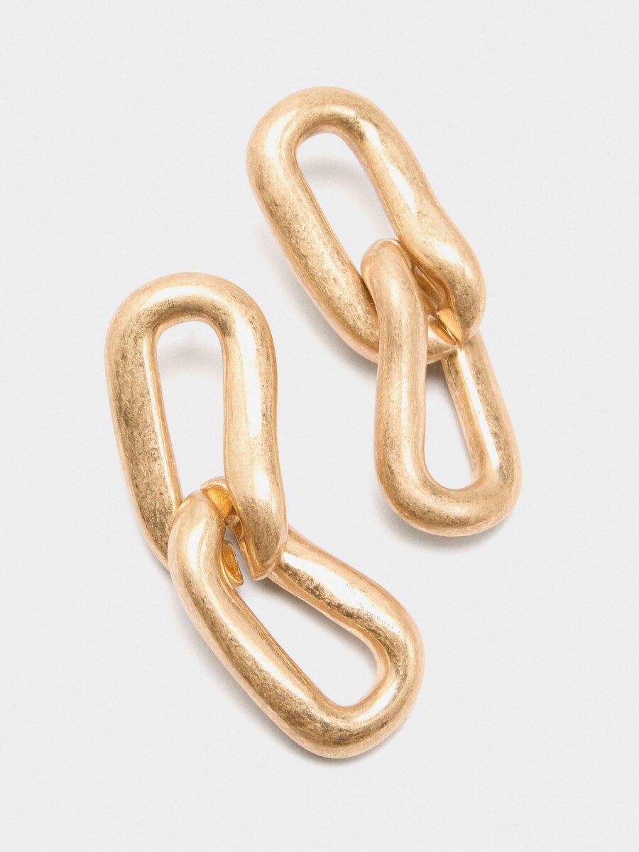 Pendientes Largos Con Eslabones dorado