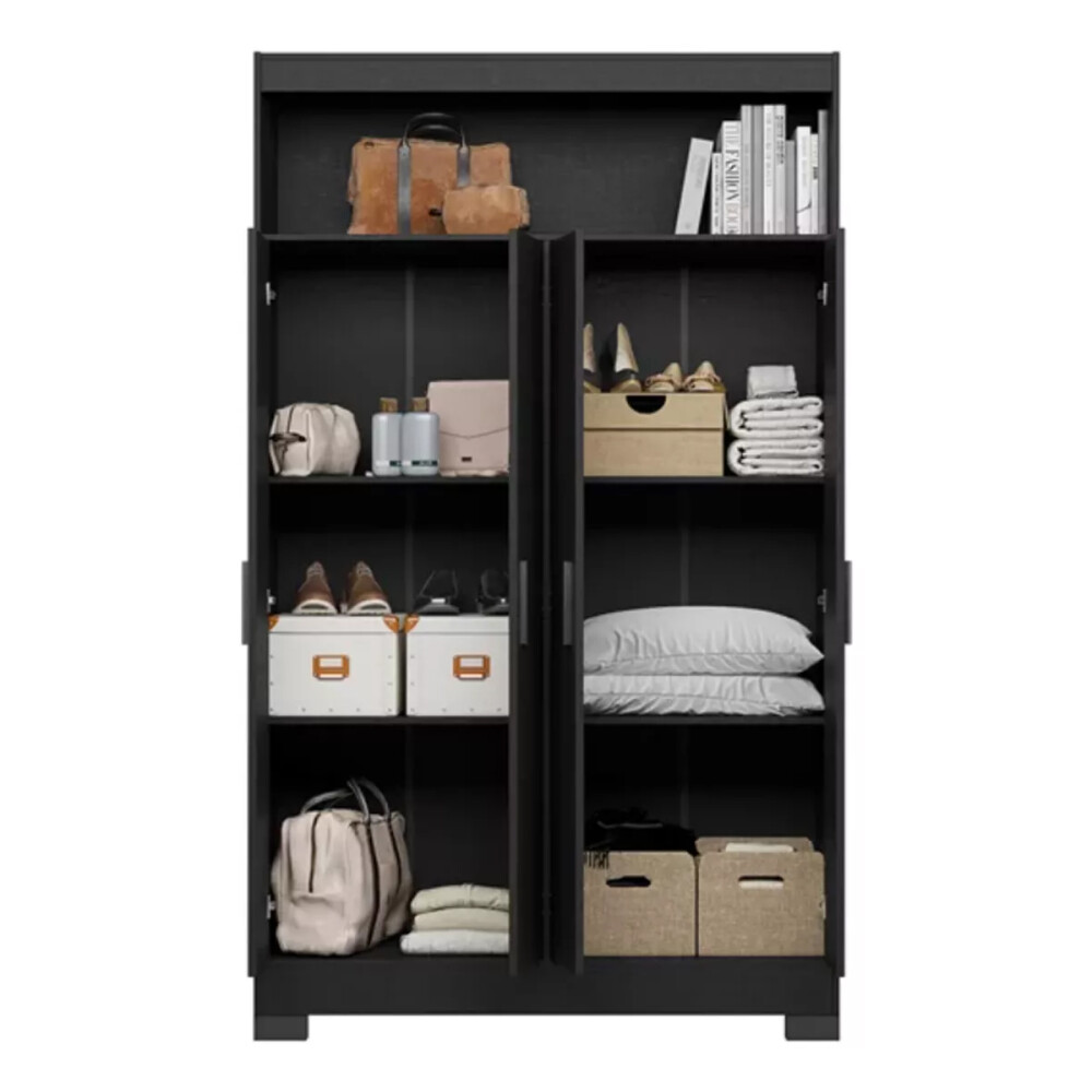 ROPERO 4 PUERTAS GUARDARROPA ARMARIO PLACARD CLOSET NEGRO