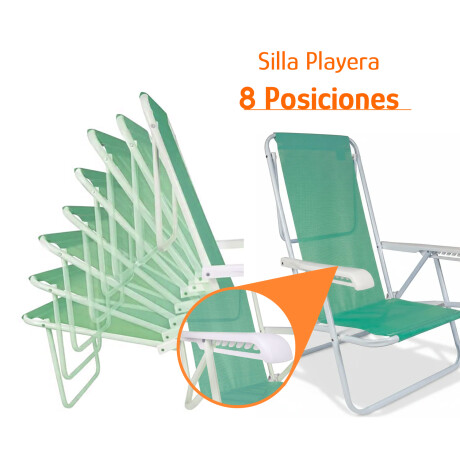 Kit 2 Reposeras Reclinables 8 Posiciones Acero Mor Sannet Verde