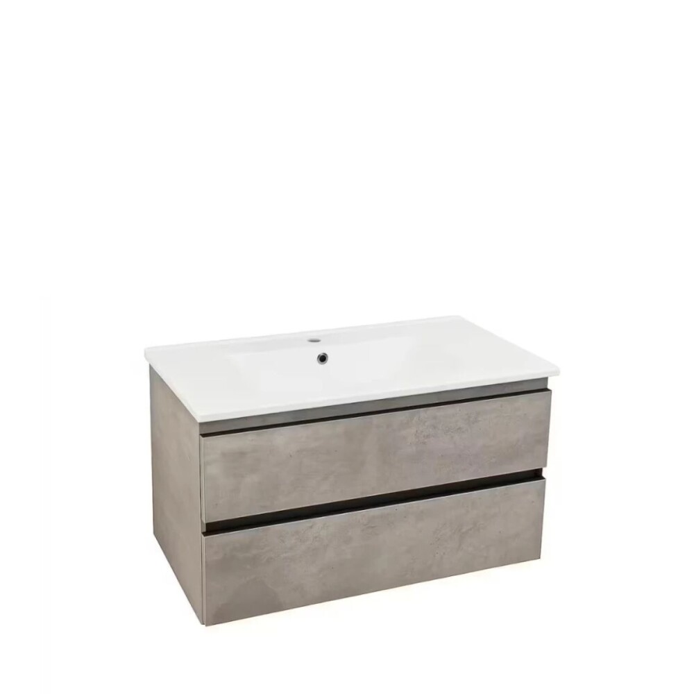 Mueble de baño suspendido Gris Claro 80 cm con bacha de loza Mueble De Baño Suspendido Gris Claro 80 Cm Con Bacha De Loza