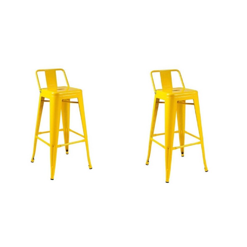 Taburete Tolix Pack 2 unidades En Metal Con Respaldo Amarillo
