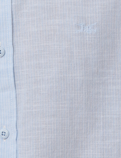 CAMISA DE LINO RAYADA Celeste