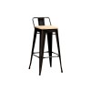 Taburete con respaldo Tolix en metal con asiento de madera Negro