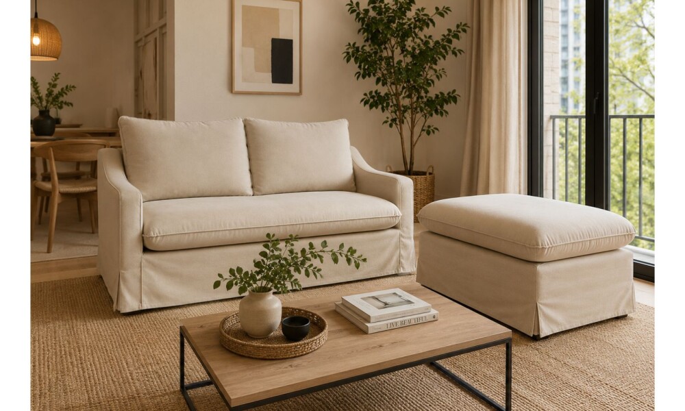 Sofá 2 cps CAIRO Desenfundable Beige