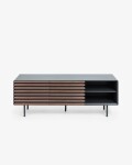 Mueble TV Kesia lacado gris con chapa de nogal 162 x 58 cm