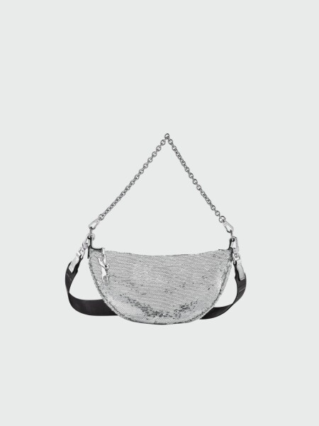Longchamp -Bolso de hombro brillante talle S, Smile Plateado