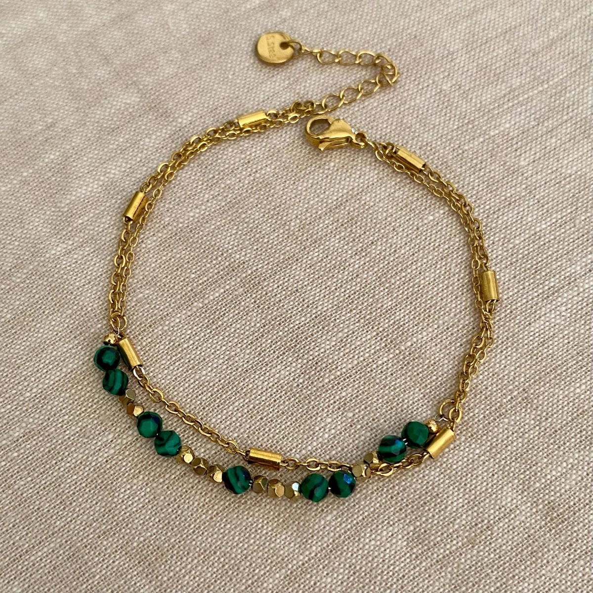 Pulsera AURORA en acero y piedras naturales 