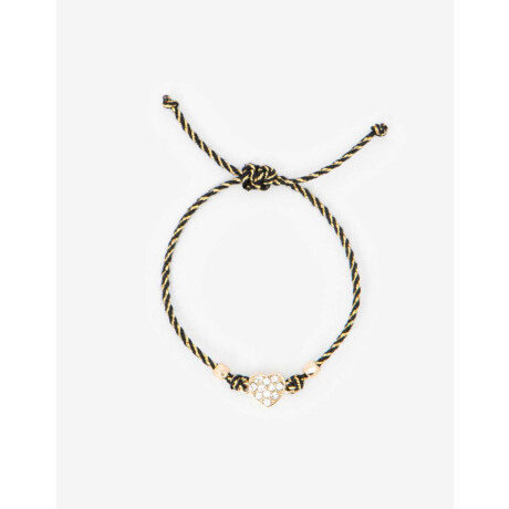 Pulsera Ajustable Con Dije Corazón Strass Dorado