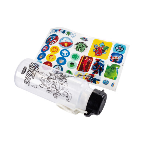 Botella Plástica Fun 600 ml con Adhesivos Avengers
