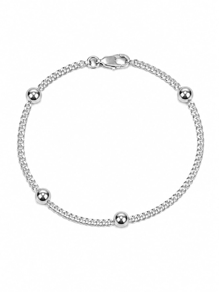 Pulsera plata grumet con 4 bolitas 