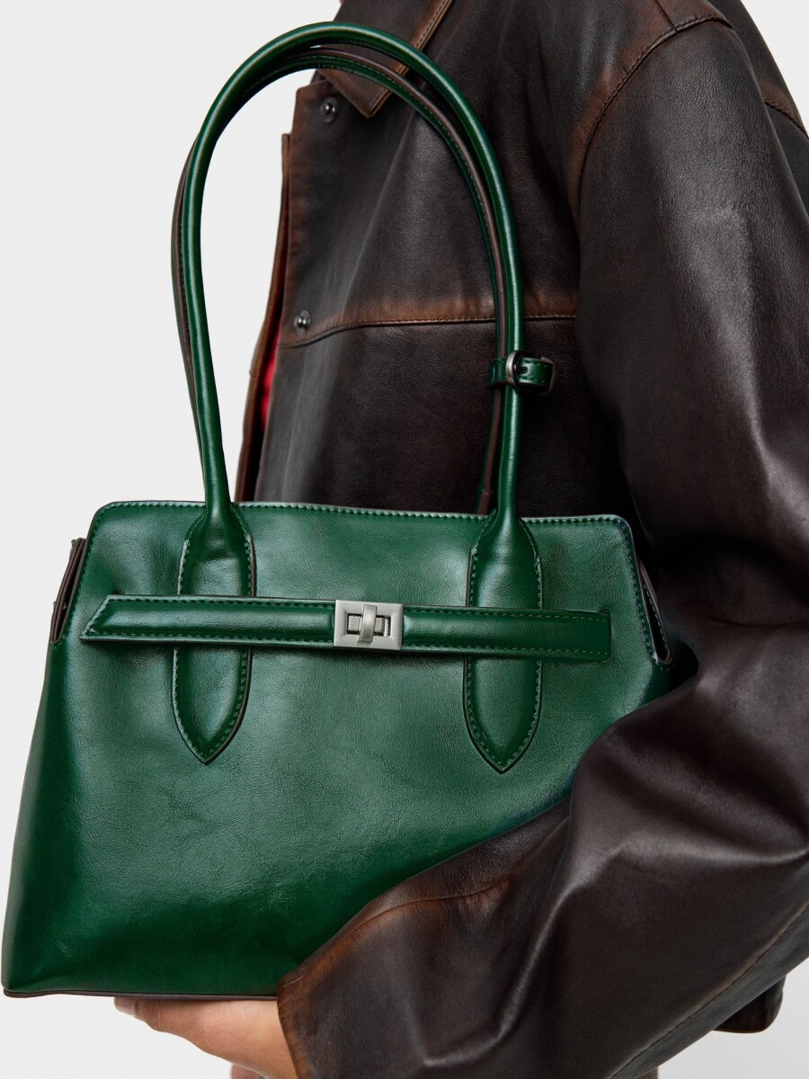 Bolso Tote Con Cinturón verde