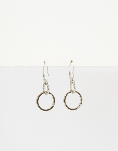 Aros Colgantes Largos Metal Aros Con Anillos Entrelazados - Plateado Hematite