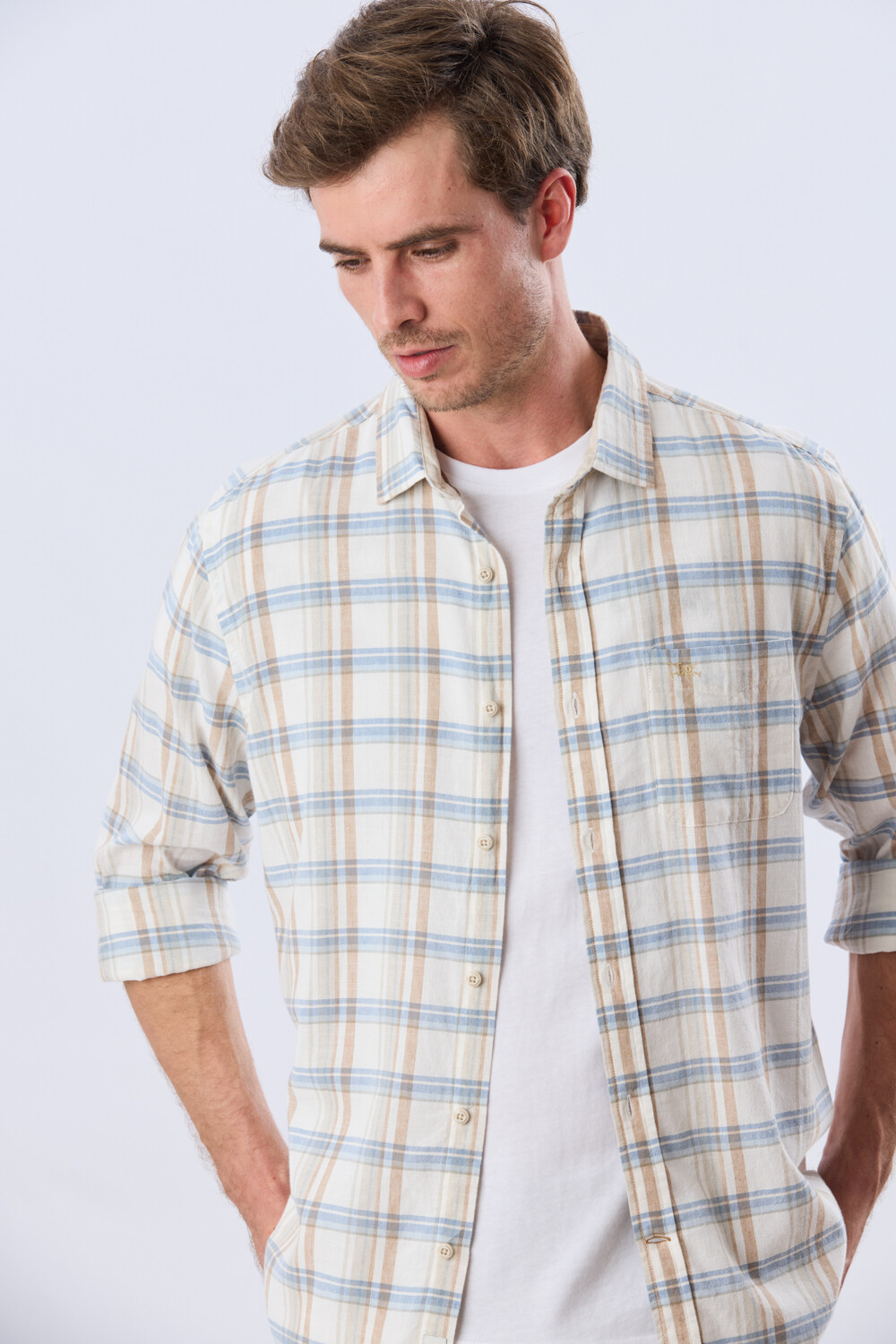 CAMISA CUADROS DE LINO Verde