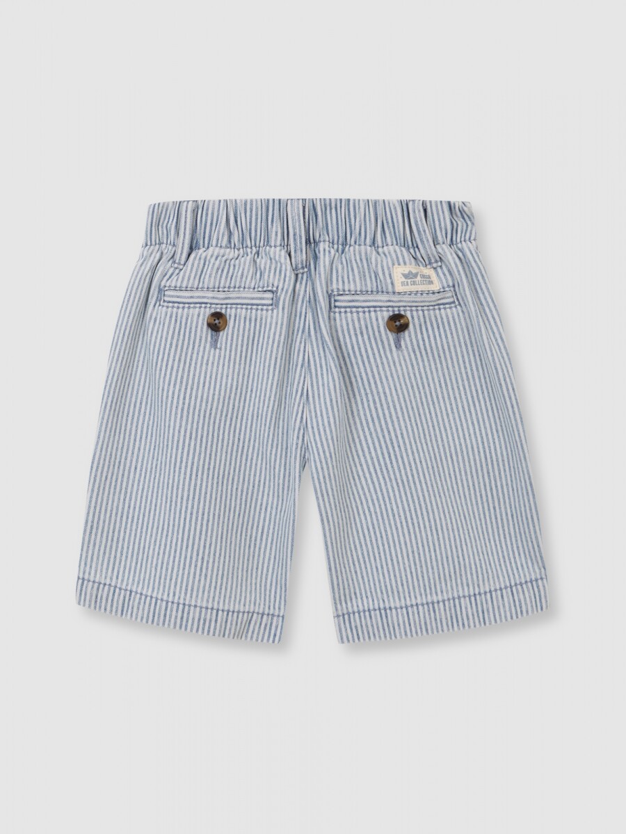 Pantalon De Micro Rayas Azul Claro