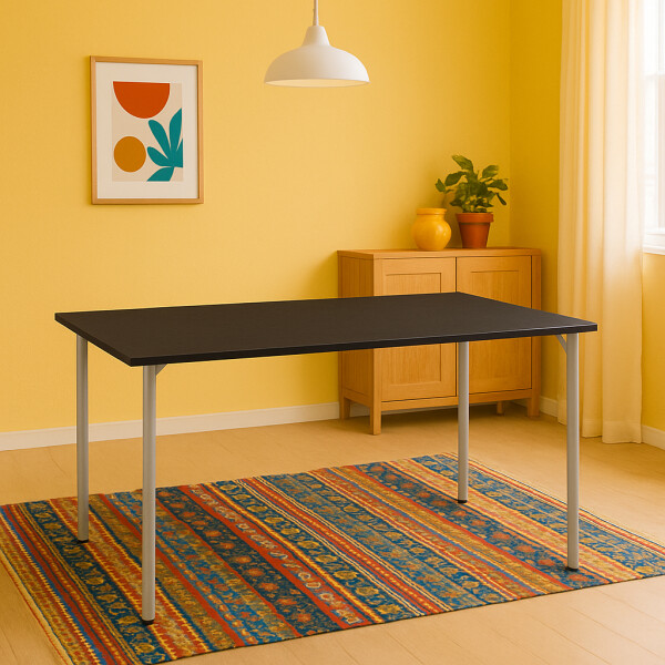 Mesa De Comedor Modelo Gitana, Rectangular Apta Para 6 Personas. NEGRO