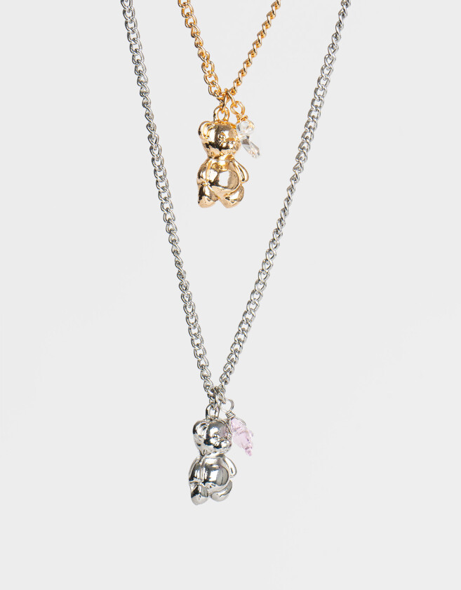 Collares para compartir Animalito Set De Collares Para Compartir De Osito - Dorado
