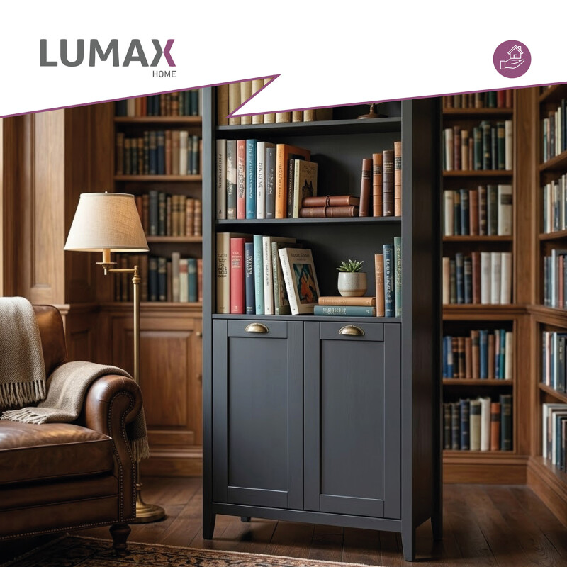Aparador Lumax 3 Estantes 2 Puertas gris oscura roble Aparador Lumax 3 Estantes 2 Puertas gris oscura roble