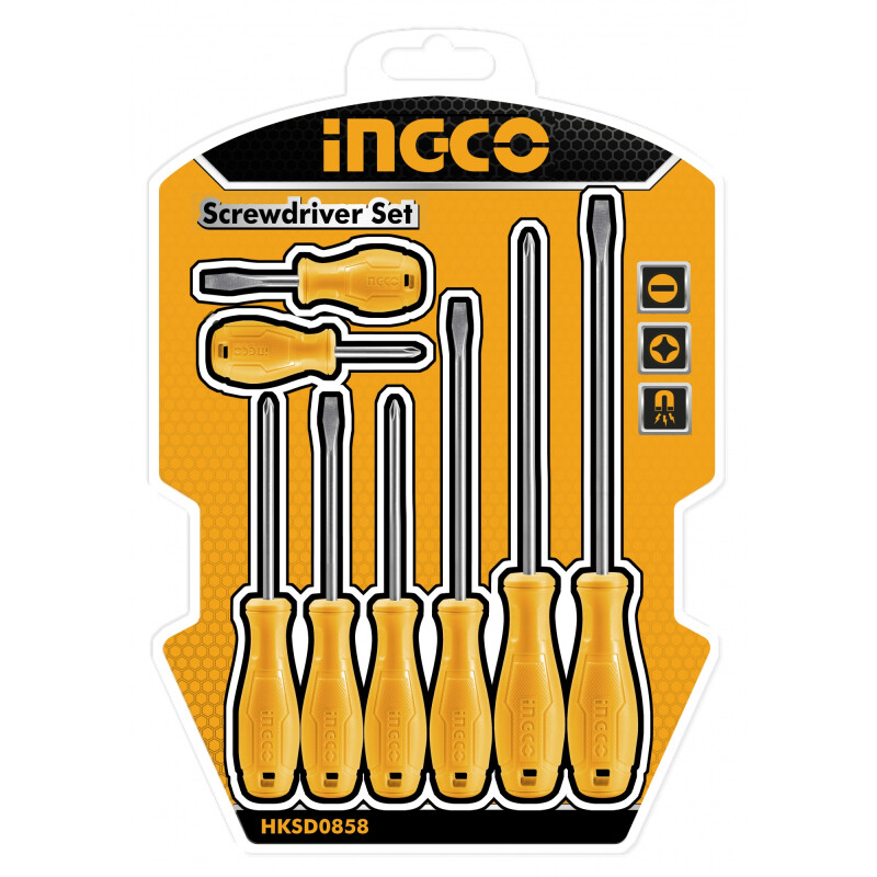 JUEGO 8PCS (ECO) AMARILLO DESTORNILLADORES INGCO HKSD0858 JUEGO 8PCS (ECO) AMARILLO DESTORNILLADORES INGCO HKSD0858