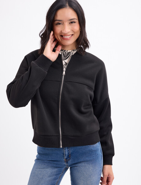 Campera felpa bomber negro