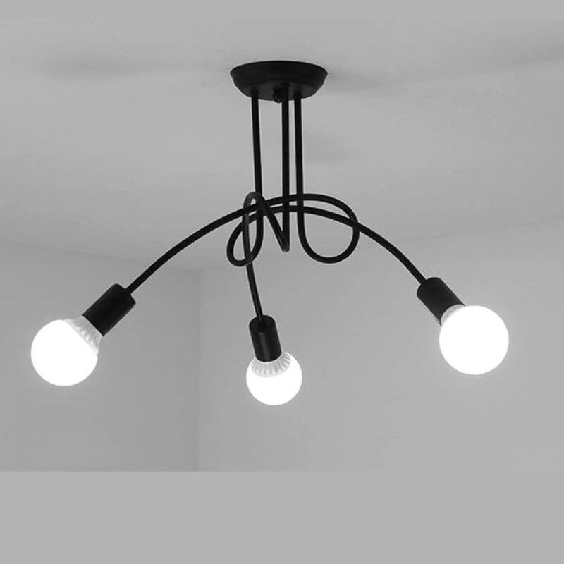 Lampara Colgante Araña 3 Brazos Aplique Negro