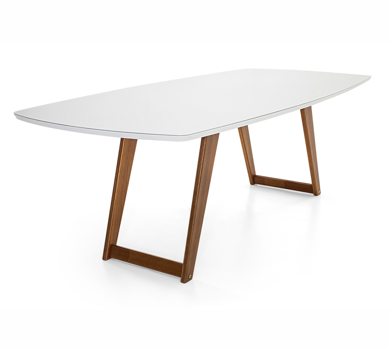 MESA COMEDOR - PATAS MADERA - TAPA LACA OFF WHITE C/VIDRIO 