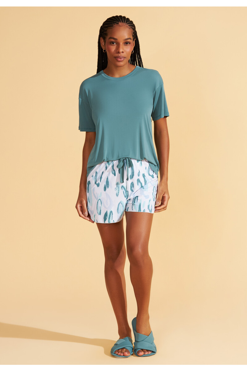 PIYAMA MICROFIBRA TALLES AMPLIOS VERDE Y EST.CORRENTEZA 21331