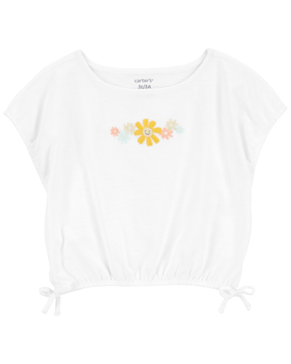Blusa de algodón, con bordado floral 