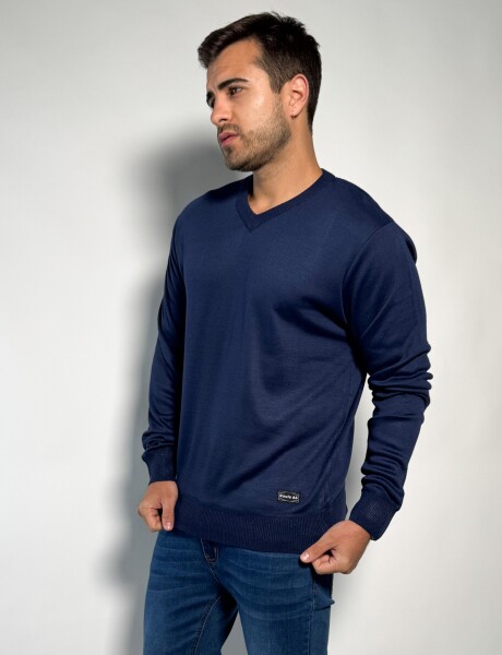 Buzo tejido escote V Amaru Azul