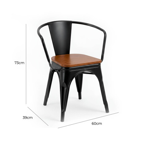 Silla Tolix Metálica Madera Comedor Living Jardín Negro