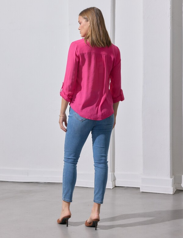 Blusa Nudo Botones FUCSIA