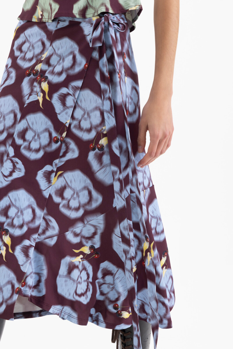 POLLERA FLOWERS Bordo