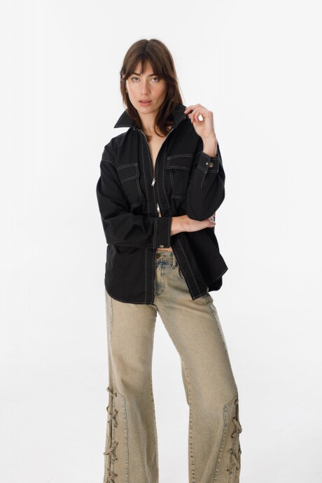 Camisa Zip Negro