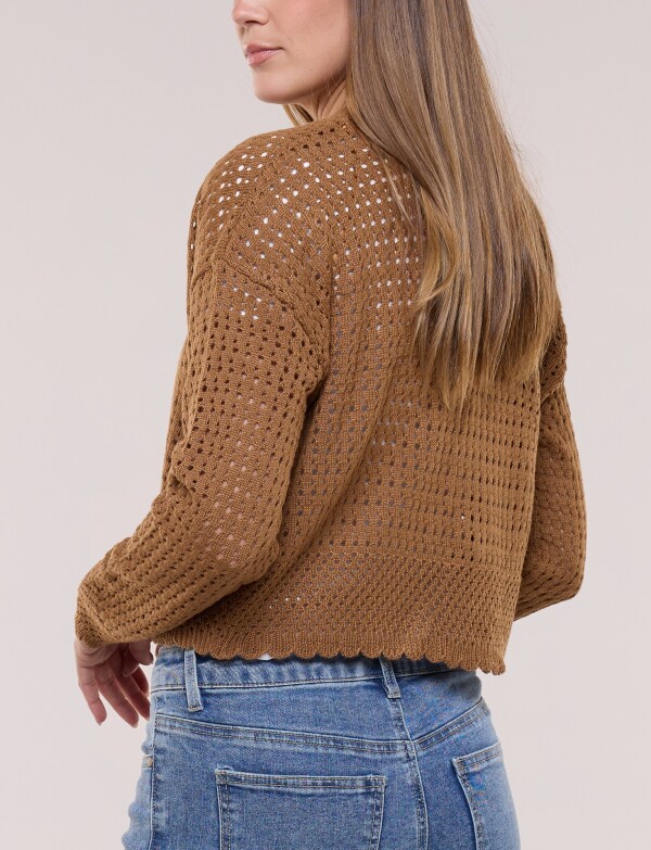 Cardigan Corto Calado TOSTADO