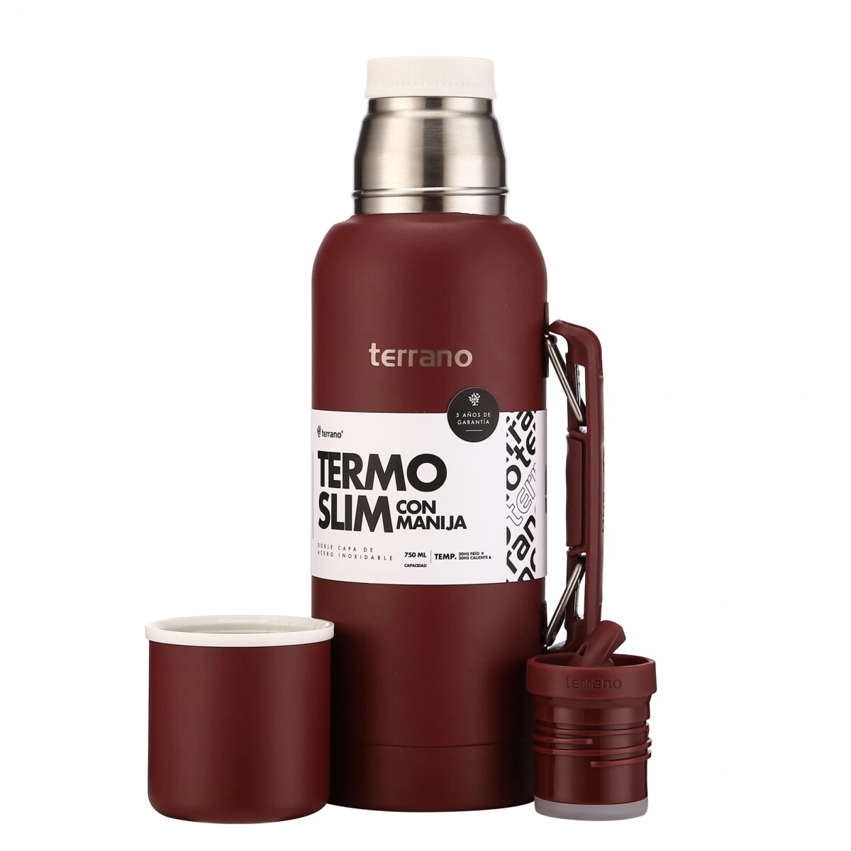 Termo Terrano Slim con Manija 750ML - BORDEAUX 