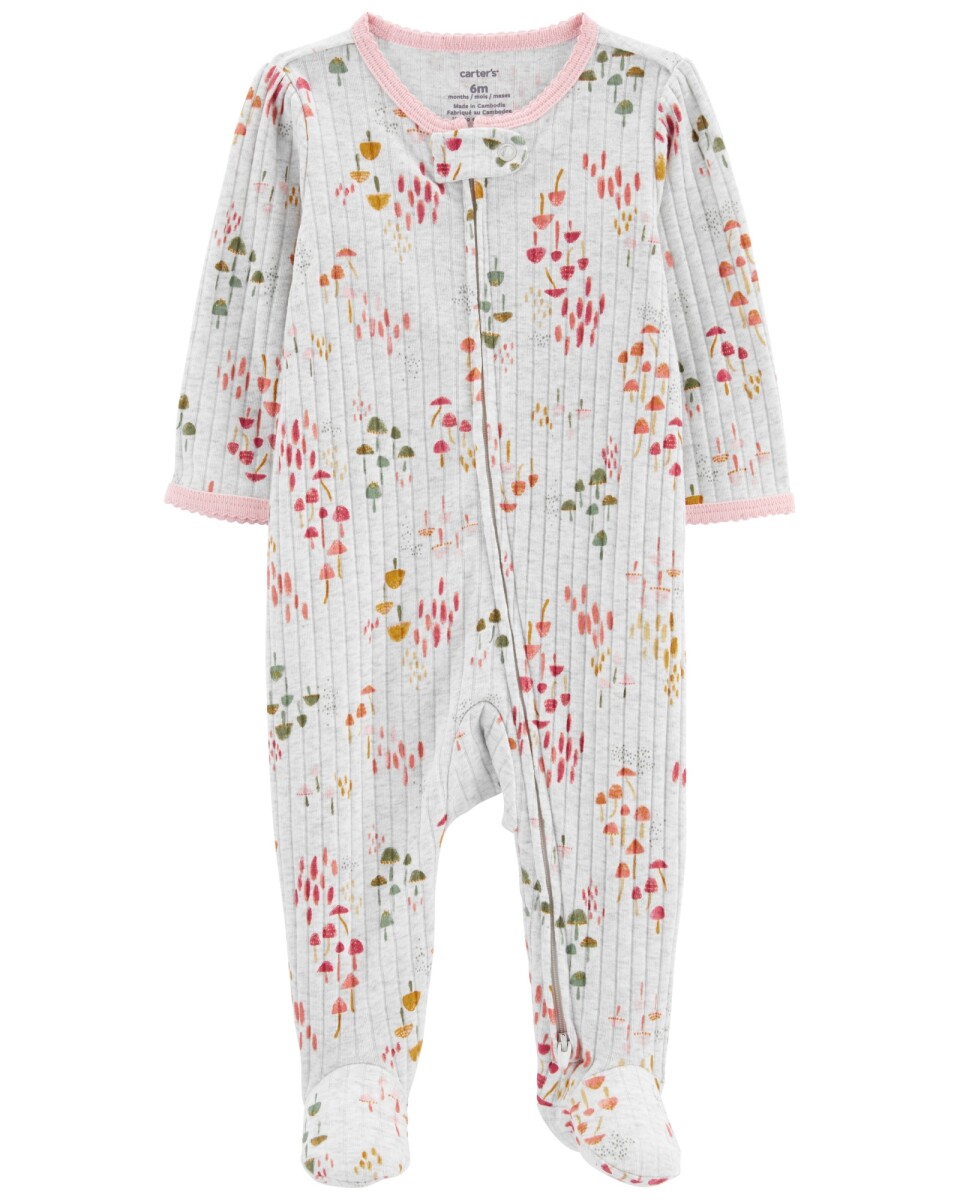 Pijama una pieza de algodón con pie diseño flores 