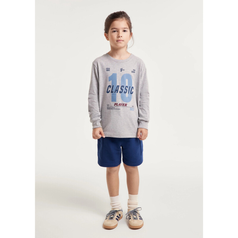 CAMISETA ML MASC CINZA MESCLA