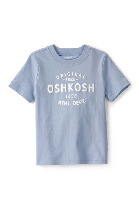 Remera de algodón, manga corta, azul con logo Sin color